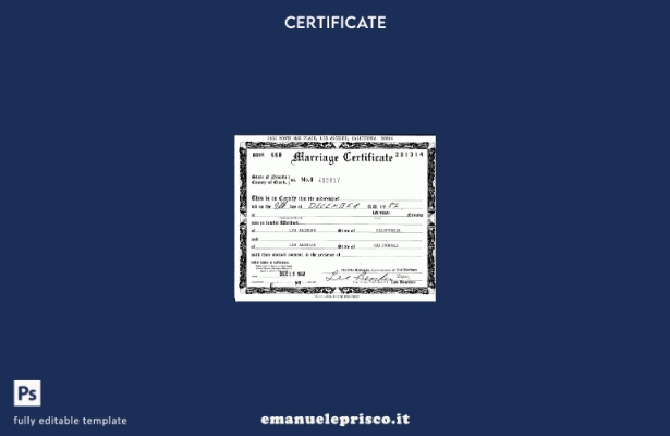 modello di certificato di matrimonio del registro dei matrimoni civili USA in st
